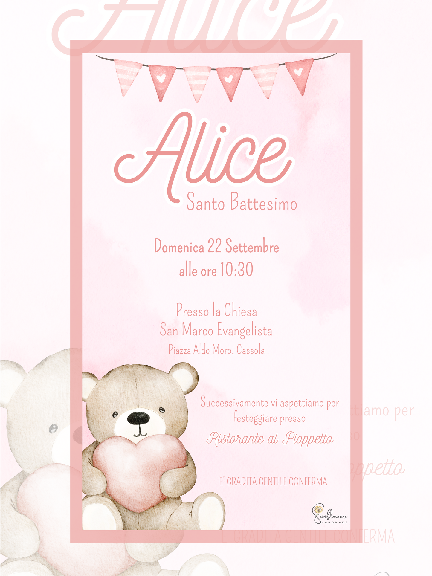 Invito digitale Orsetto cuore