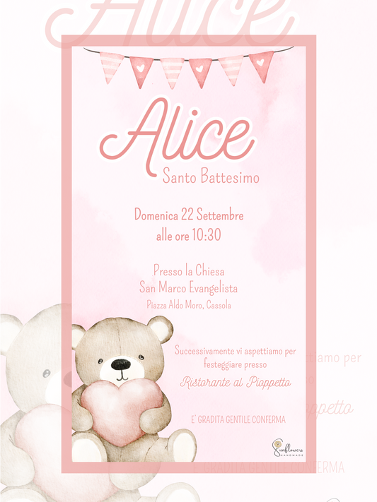 Invito digitale Orsetto cuore